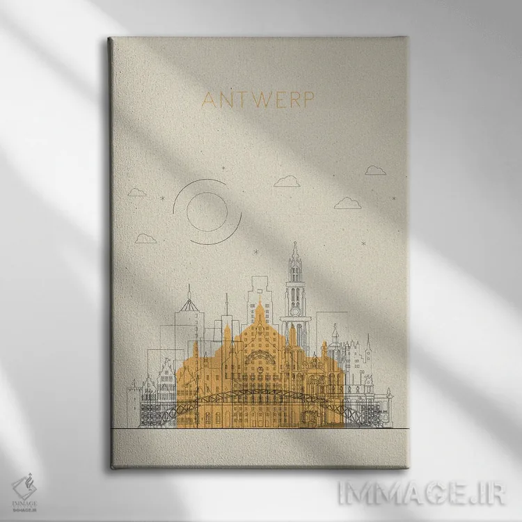 تابلو نمای شهری آنتورپ، بلژیک اثر آیشه دنیز آکِرمان - نمای روبهرو روی دیوار