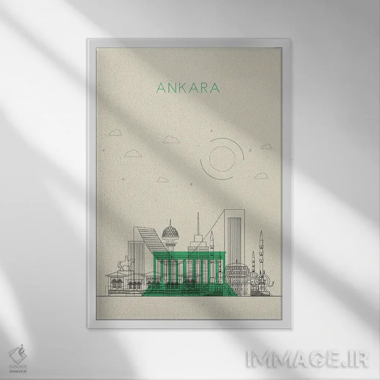 تابلو نمای شهری آنکارا، ترکیه اثر آیشه دنیز آکِرمان - نمای قابدار سفید