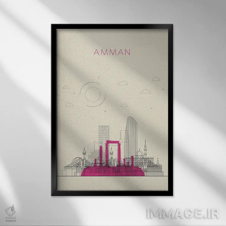 تابلو نمای شهری امان، اردن اثر آیشه دنیز آکِرمان - نمای قابدار مشکی