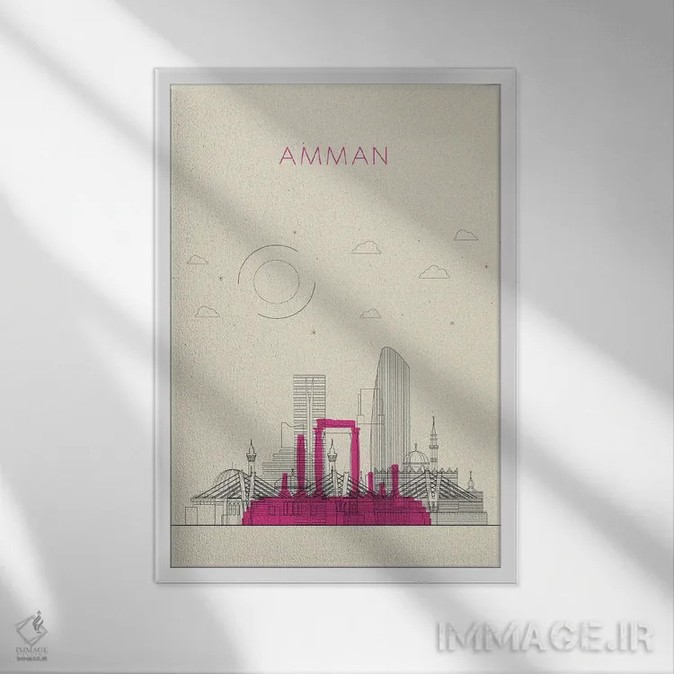 تابلو نمای شهری امان، اردن اثر آیشه دنیز آکِرمان - نمای قابدار سفید