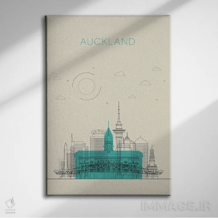 تابلو نمای شهری اوکلند، نیوزیلند اثر آیشه دنیز آکِرمان - نمای روبهرو روی دیوار