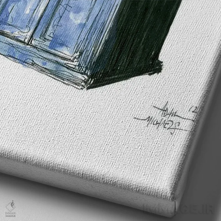 تابلو تاردیس (دستگاه زمانپیمایی در سریال Doctor Who) اثر آدام مایکلز - نمای نزدیک بافت بوم