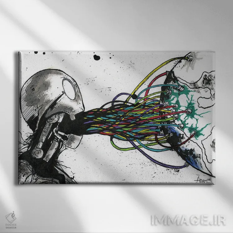 تابلو ربات صدای رنگی اثر آدام مایکلز - نمای روبهرو روی دیوار