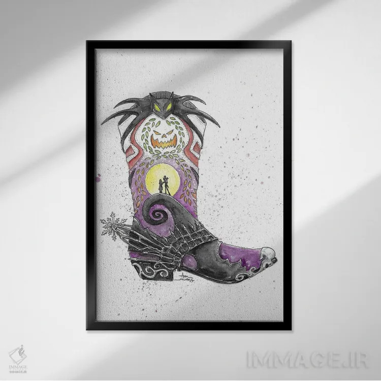 تابلو کابوس قبل از کریسمس (فیلم انیمیشنی) اثر آدام مایکلز - نمای قابدار مشکی