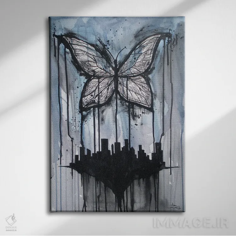 تابلو شهر پروانهای اثر آدام مایکلز - نمای روبهرو روی دیوار