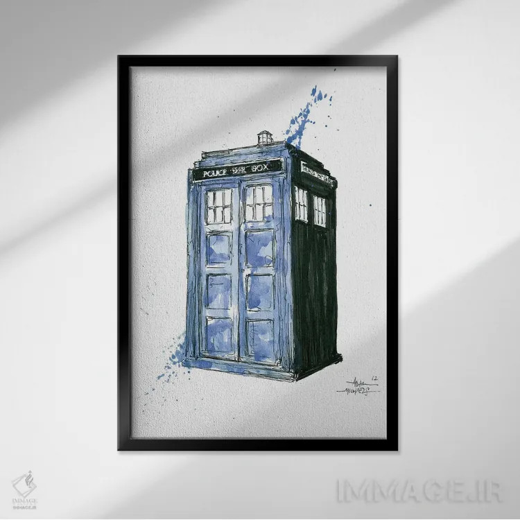 تابلو تاردیس (دستگاه زمانپیمایی در سریال Doctor Who) اثر آدام مایکلز - نمای قابدار مشکی