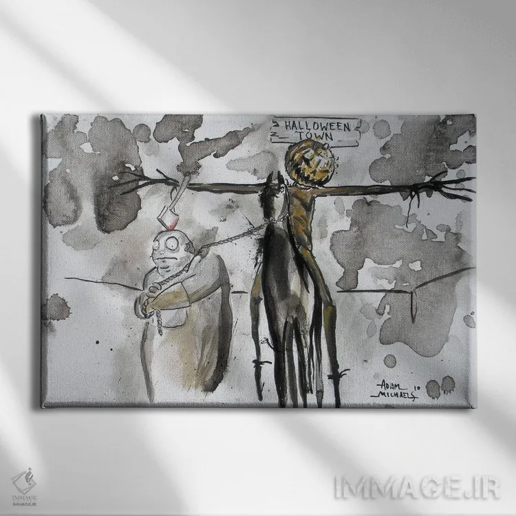 تابلو این هالووین است ۲۵ (ارجاع به فیلم یا آهنگ) اثر آدام مایکلز - نمای روبهرو روی دیوار