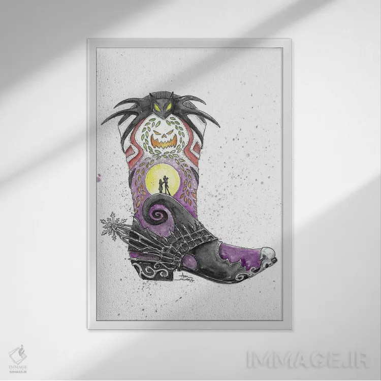 تابلو کابوس قبل از کریسمس (فیلم انیمیشنی) اثر آدام مایکلز - نمای قابدار سفید