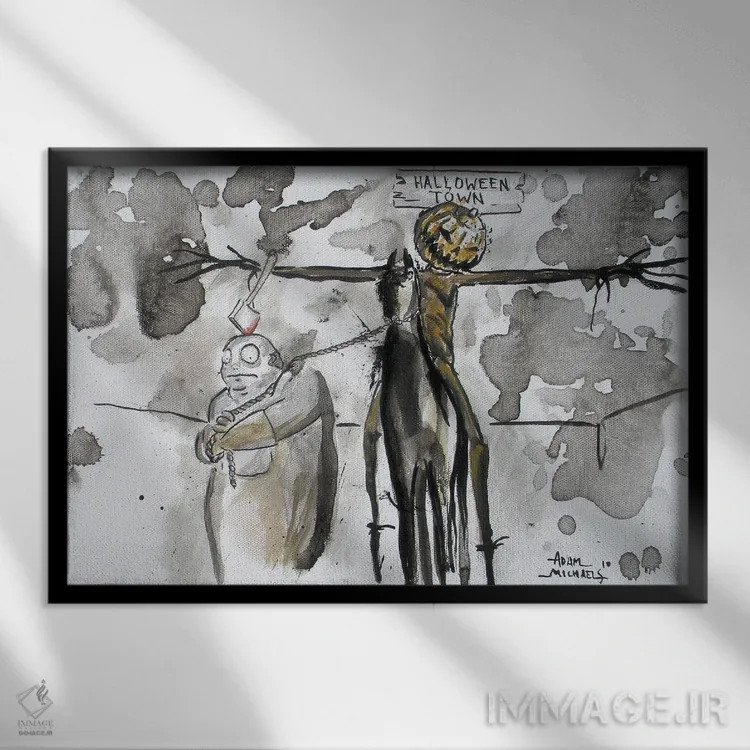 تابلو این هالووین است ۲۵ (ارجاع به فیلم یا آهنگ) اثر آدام مایکلز - نمای قابدار مشکی