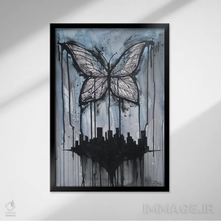 تابلو شهر پروانهای اثر آدام مایکلز - نمای قابدار مشکی