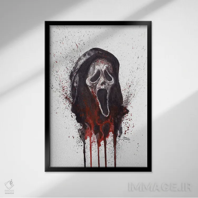 تابلو روح جیغ (شخصیت فیلم ترسناک) اثر آدام مایکلز - نمای قابدار مشکی