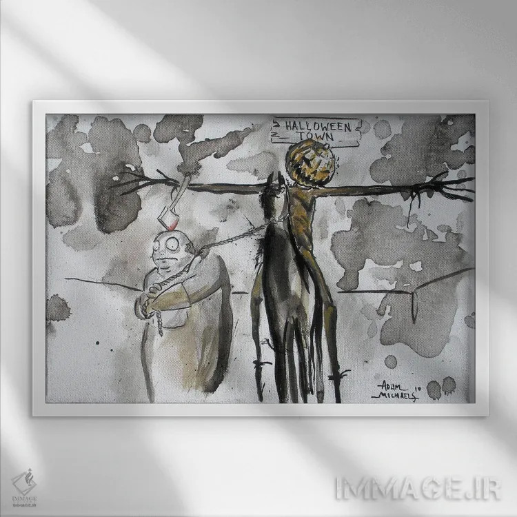 تابلو این هالووین است ۲۵ (ارجاع به فیلم یا آهنگ) اثر آدام مایکلز - نمای قابدار سفید