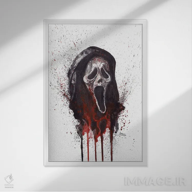 تابلو روح جیغ (شخصیت فیلم ترسناک) اثر آدام مایکلز - نمای قابدار سفید