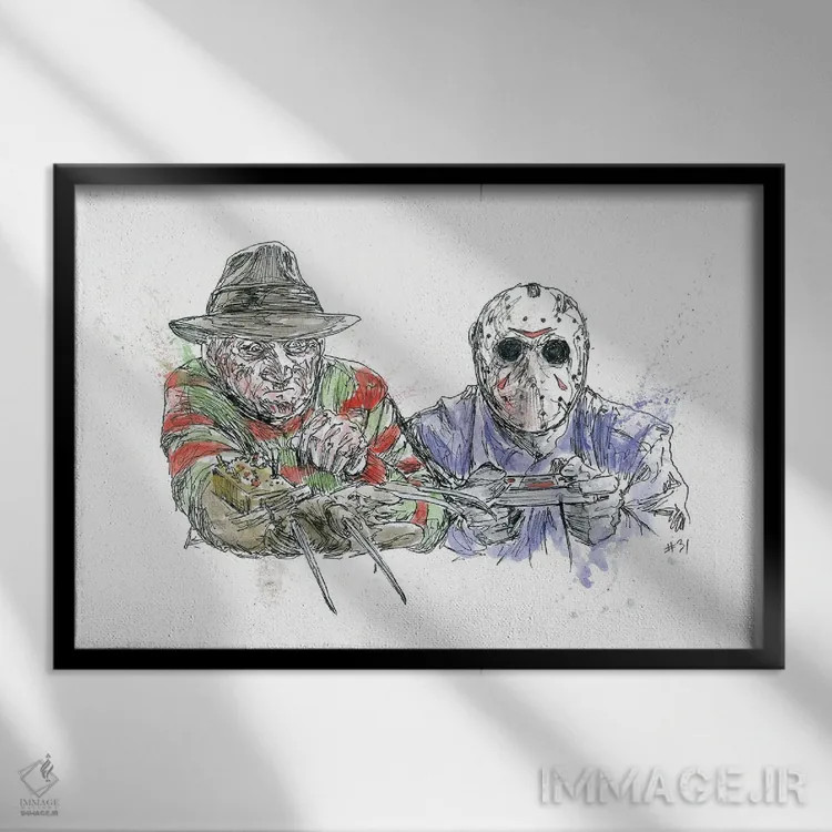 تابلو فردی علیه جیسون (فیلم ترسناک) اثر آدام مایکلز - نمای قابدار مشکی