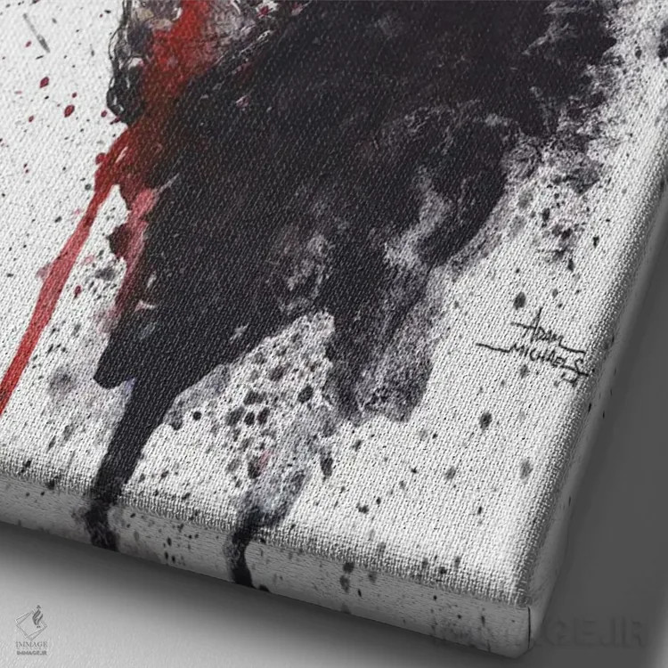 تابلو چشمهای مایکل مایرز در هالووین (شخصیت فیلم وحشت) اثر آدام مایکلز - نمای نزدیک بافت بوم