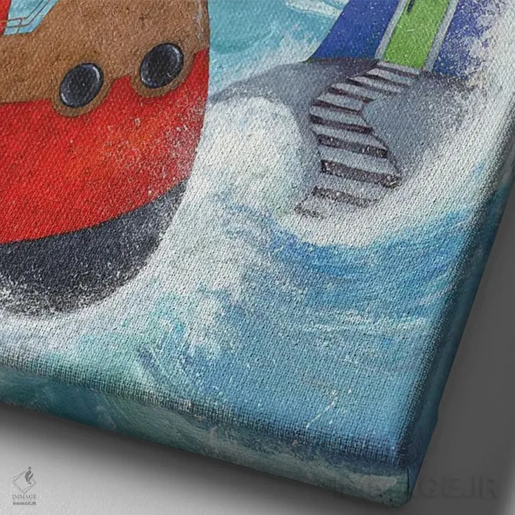 تابلو فانوس دریایی آبی اثر پیتر آدرلی - نمای نزدیک بافت بوم