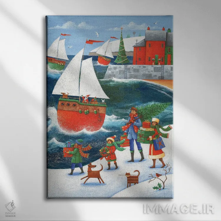 تابلو کریسمس کنار دریا اثر پیتر آدرلی - نمای روبهرو روی دیوار