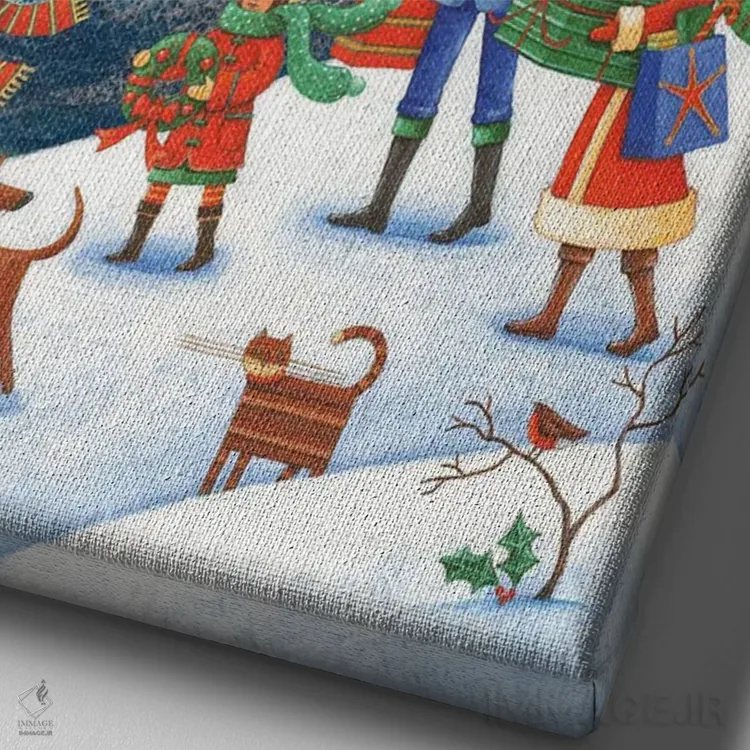 تابلو کریسمس کنار دریا اثر پیتر آدرلی - نمای نزدیک بافت بوم