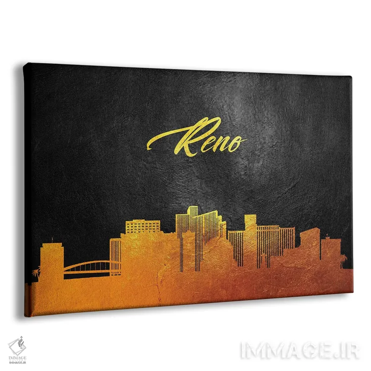 تابلو منظره طلایی آسماننمای رنو (نوادا) اثر آدریان بالدُوینو - نمای پرسپکتیو محصول