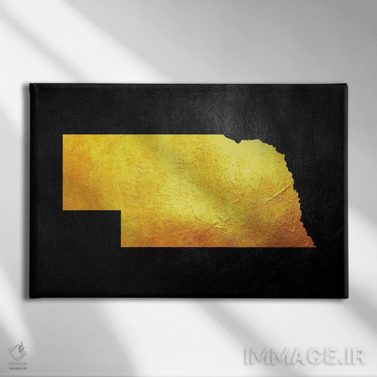 تابلو نقشه طلایی نبراسکا اثر آدریان بالدُوینو - نمای روبهرو روی دیوار