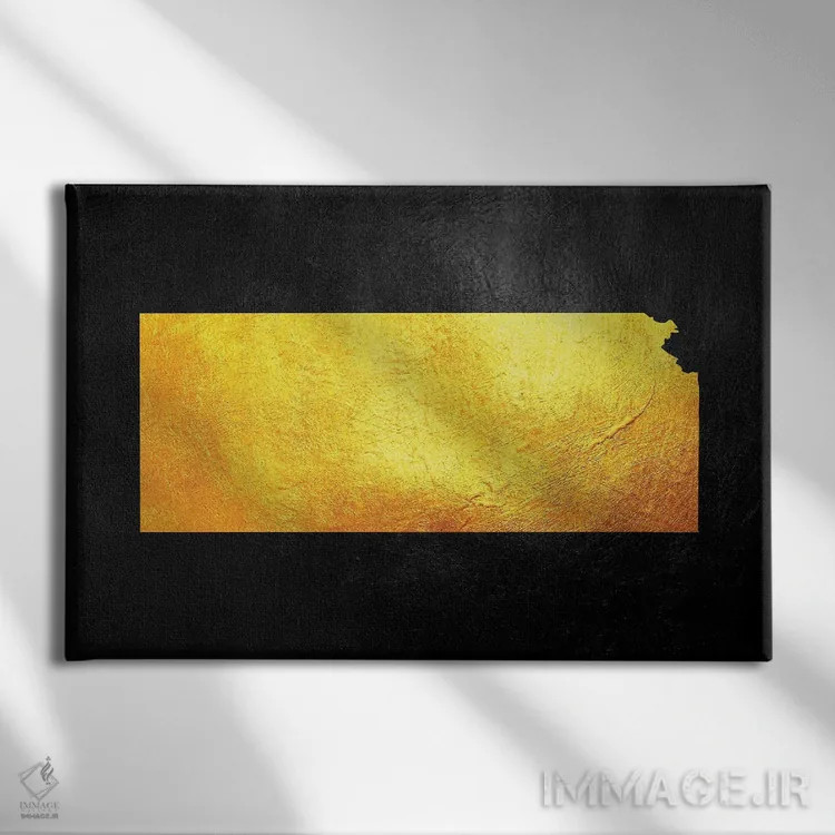 تابلو نقشه طلایی کانزاس اثر آدریان بالدُوینو - نمای روبهرو روی دیوار