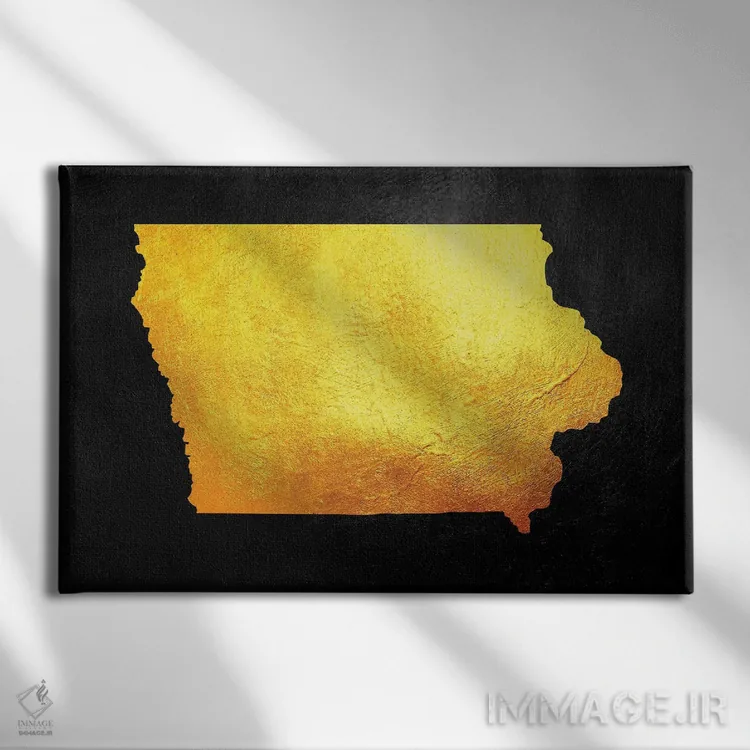 تابلو نقشه طلایی آیووا اثر آدریان بالدُوینو - نمای روبهرو روی دیوار