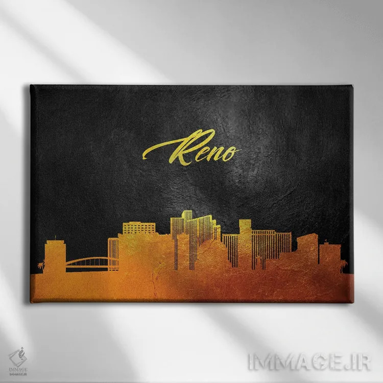 تابلو منظره طلایی آسماننمای رنو (نوادا) اثر آدریان بالدُوینو - نمای روبهرو روی دیوار