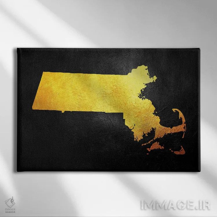 تابلو نقشه طلایی ماساچوست اثر آدریان بالدُوینو - نمای روبهرو روی دیوار
