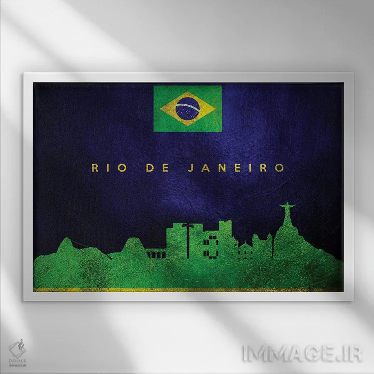 تابلو منظره افقی ریو دو ژانیرو (برزیل) اثر آدریان بالدُوینو - نمای قابدار سفید