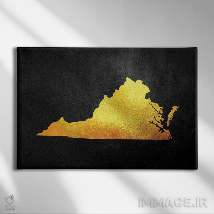 تابلو نقشه طلایی ویرجینیا اثر آدریان بالدُوینو - نمای روبهرو روی دیوار
