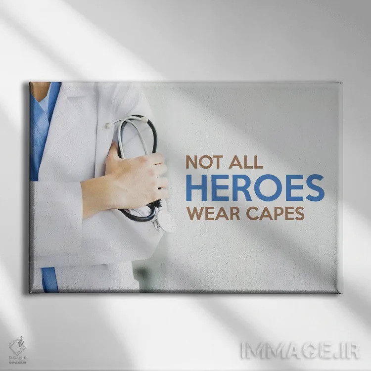 تابلو همهٔ قهرمانان شنل نمیپوشند اثر آدریان بالدُوینو - نمای روبهرو روی دیوار