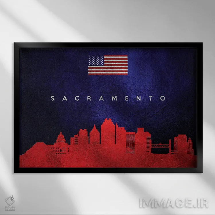 تابلو افق ساکرامنتو کالیفرنیا اثر آدریان بالدُوینو - نمای قابدار مشکی