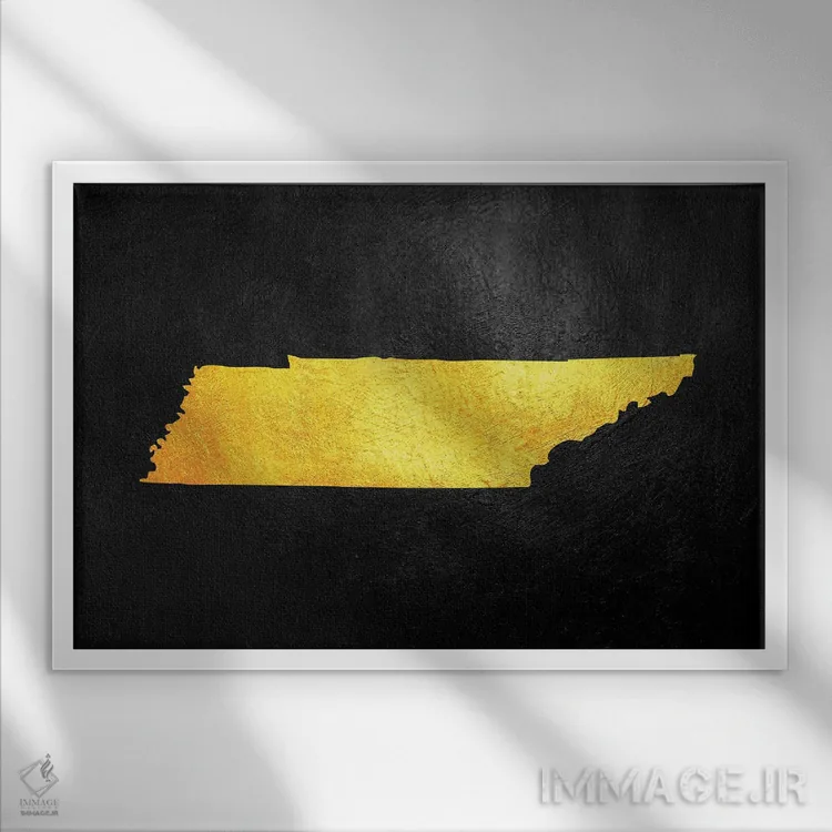 تابلو نقشه طلایی تنسی اثر آدریان بالدُوینو - نمای قابدار سفید