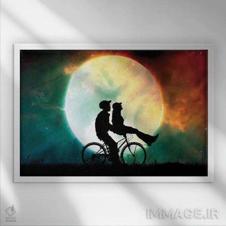 تابلو دوچرخهسوار نیمهشب اثر آدریان بالدُوینو - نمای قابدار سفید