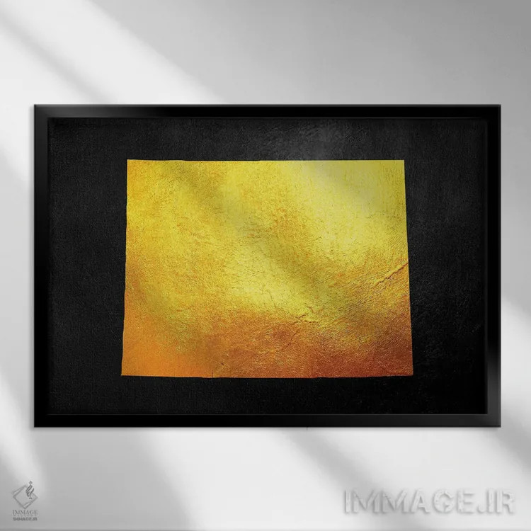 تابلو نقشه طلایی وایومینگ اثر آدریان بالدُوینو - نمای قابدار مشکی