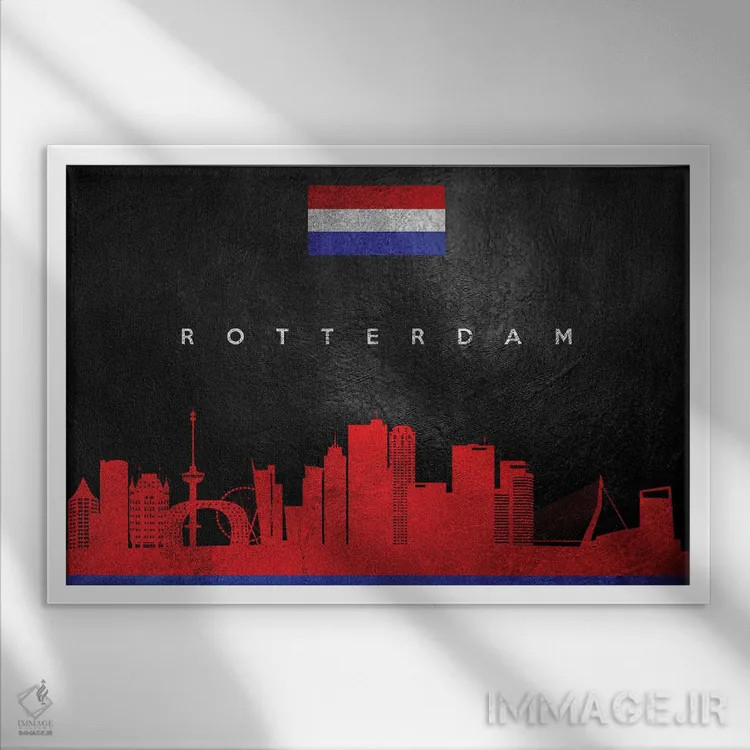 تابلو افق روتردام هلند اثر آدریان بالدُوینو - نمای قابدار سفید