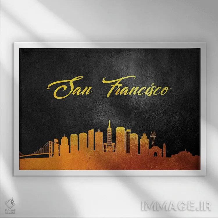 تابلو افق طلایی سانفرانسیسکو کالیفرنیا اثر آدریان بالدُوینو - نمای قابدار سفید