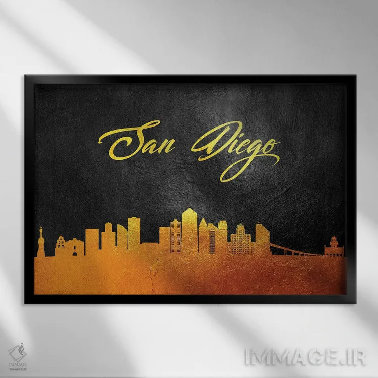 تابلو افق طلایی سندیهگو کالیفرنیا اثر آدریان بالدُوینو - نمای قابدار مشکی