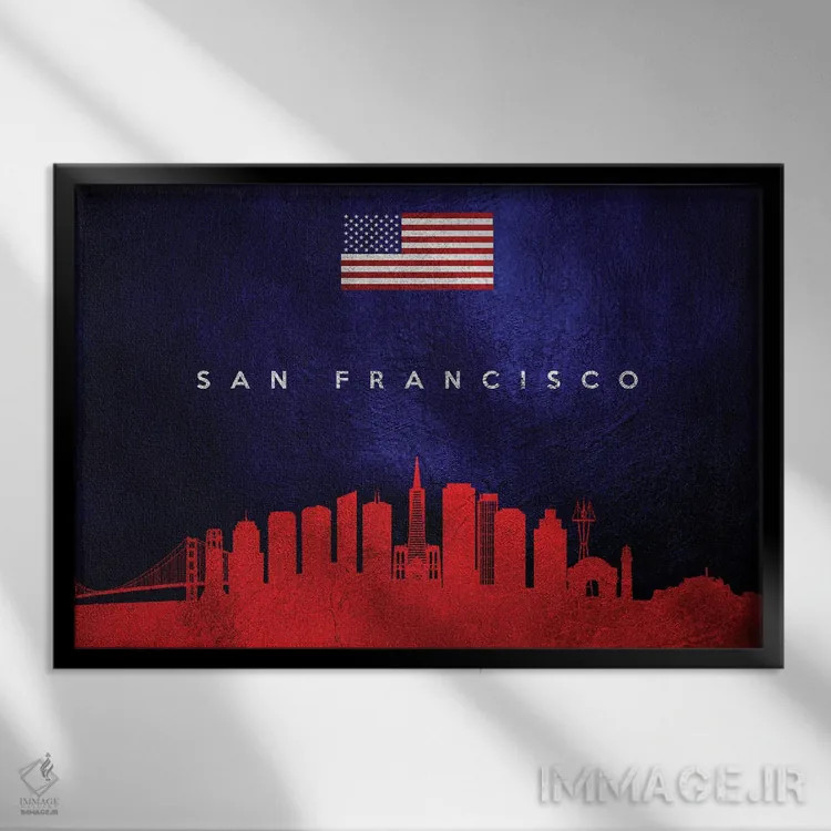 تابلو افق سانفرانسیسکو کالیفرنیا اثر آدریان بالدُوینو - نمای قابدار مشکی