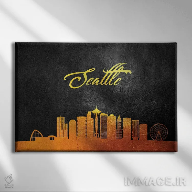 تابلو افق طلایی سیاتل واشینگتن اثر آدریان بالدُوینو - نمای روبهرو روی دیوار