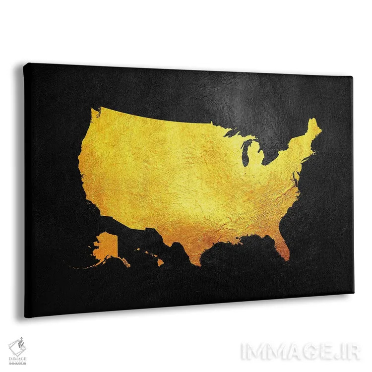 تابلو نقشهٔ طلایی ایالات متحده آمریکا اثر آدریان بالدُوینو - نمای پرسپکتیو محصول