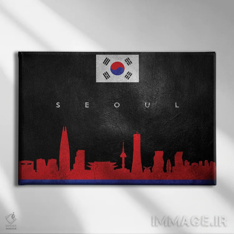 تابلو افق سئول کره جنوبی اثر آدریان بالدُوینو - نمای روبهرو روی دیوار