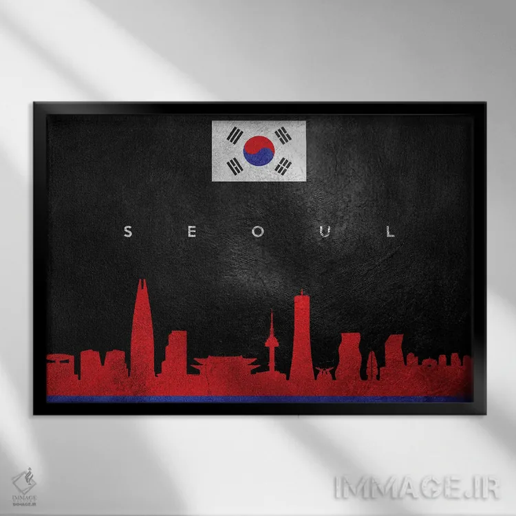 تابلو افق سئول کره جنوبی اثر آدریان بالدُوینو - نمای قابدار مشکی