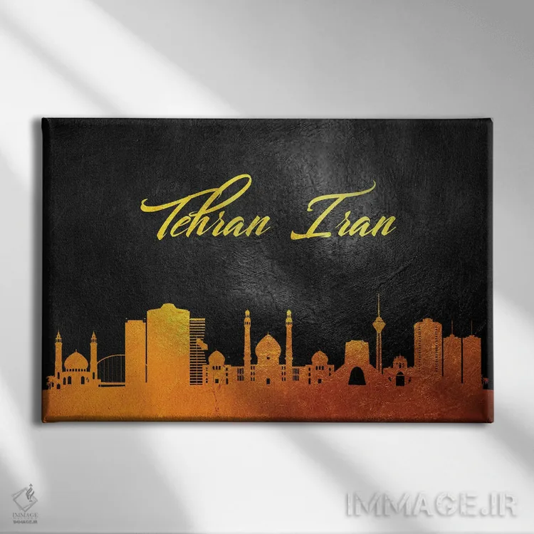 تابلو افق طلایی تهران ایران اثر آدریان بالدُوینو - نمای روبهرو روی دیوار