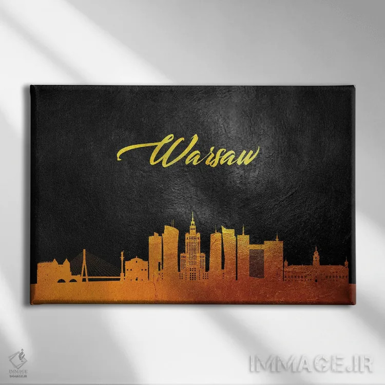 تابلو خط افق طلایی ورشو، لهستان اثر آدریان بالدُوینو - نمای روبهرو روی دیوار