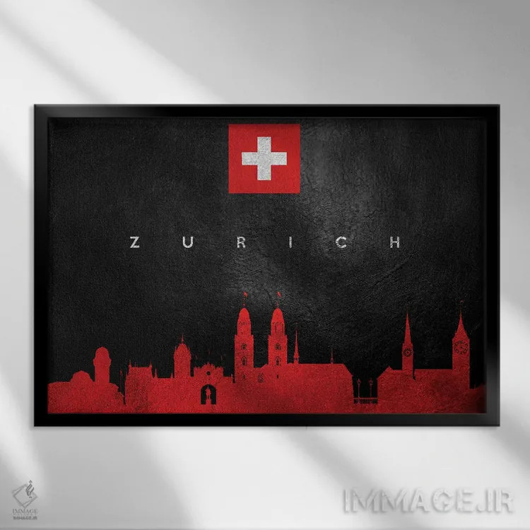 تابلو افق زوریخ سوئیس اثر آدریان بالدُوینو - نمای قابدار مشکی