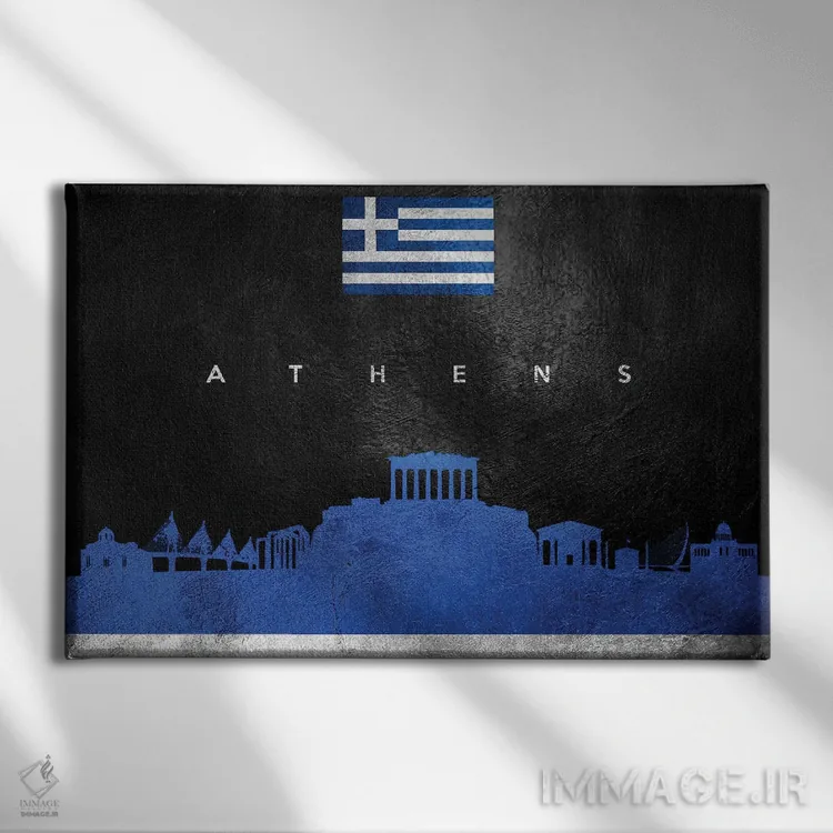 تابلو خط افق آتن، یونان اثر آدریان بالدُوینو - نمای روبهرو روی دیوار