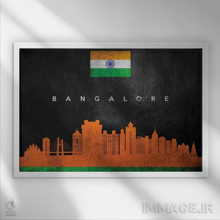 تابلو خط افق بنگلور، هند اثر آدریان بالدُوینو - نمای قابدار سفید