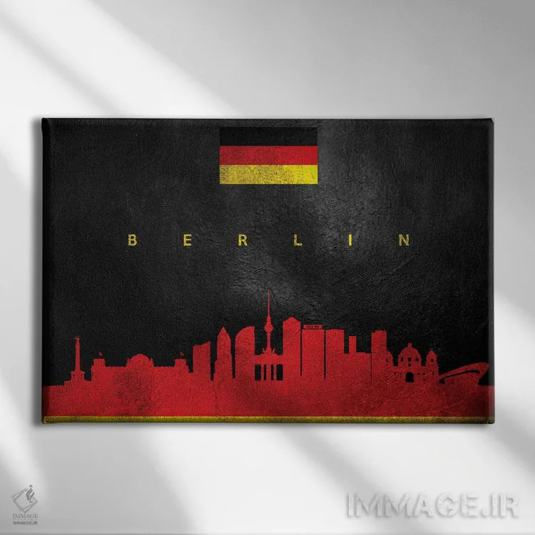 تابلو خط افق برلین، آلمان؛ نسخه ۲ اثر آدریان بالدُوینو - نمای روبهرو روی دیوار