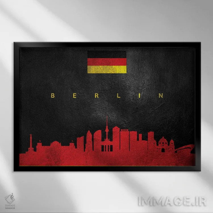 تابلو خط افق برلین، آلمان؛ نسخه ۲ اثر آدریان بالدُوینو - نمای قابدار مشکی